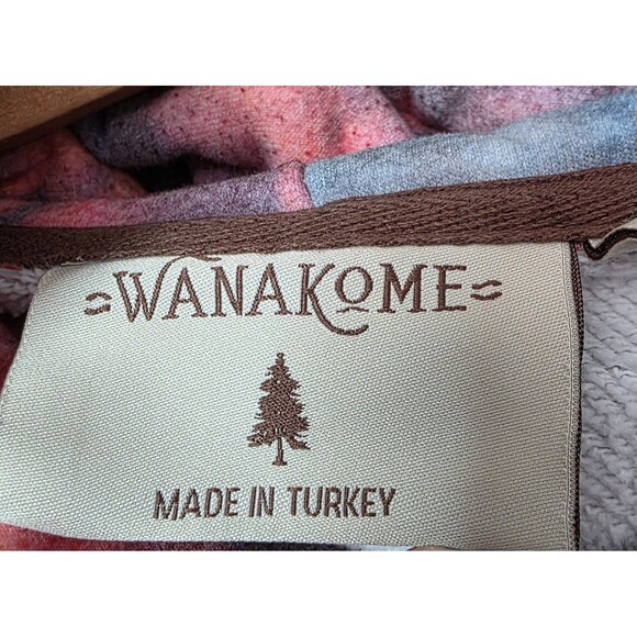 Wanakome Cowl Neck Pullover Size Small Tie Dye Hood Pocket Heavyweight Coral - Picture 4 of 16